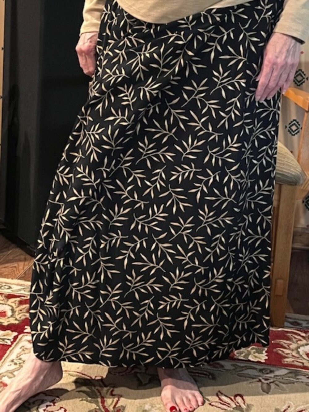 Vintage Jones & CO Long Wrap Skirt Size L Elastic Button Waist Made USA Y2K